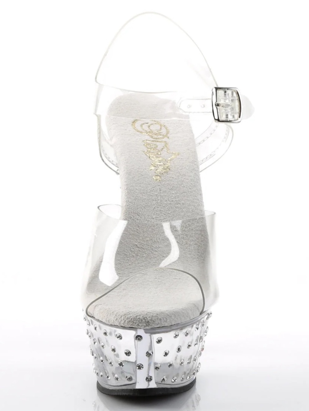 PLEASER NEW IN BOX•STARDUST-608 Ankle strap 6 inch heel rhinestones size 11 - Picture 2 of 2